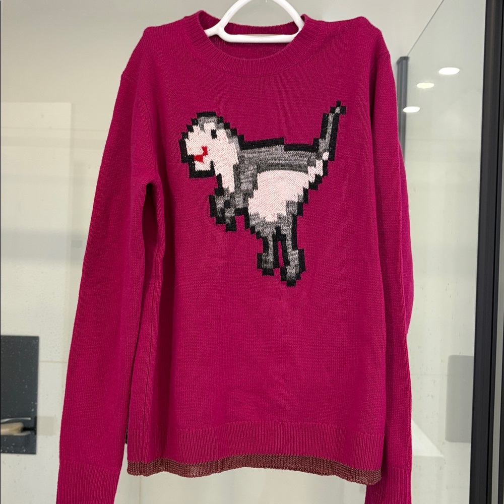 💗🦖COACH 1941 Pink Super Fuzzy Sweater REXY DINOSAUR Size M 🦖💗